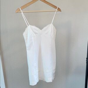 sundays White Lace-Trim Mini Slip Dress